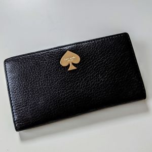 Kate Spade wallet black pebble leather